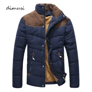Dimusi Winter Jacket Men Warm Casual Parkas Cotton Stand Collar Winter Coats Male Padded Overcoat Ou