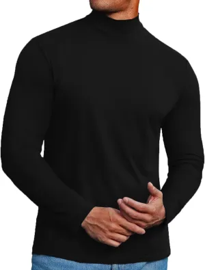 Mens Mock Turtleneck Sweaters Long Sleeve Shirts Slim Fit Turtle Neck Thermal Underwear Tops Knit Sweatshirts