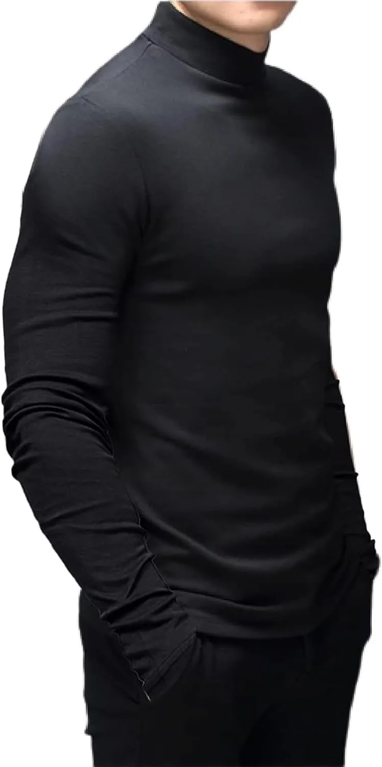 Mens Mock Turtleneck Sweaters Long Sleeve Shirts Slim Fit Turtle Neck Thermal Underwear Tops Knit Sweatshirts