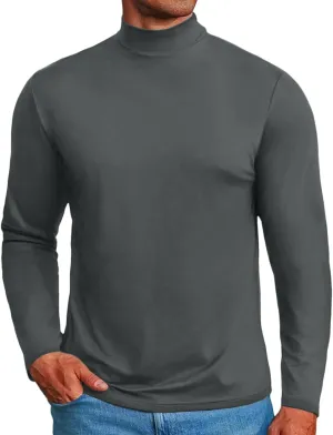 Mens Mock Turtleneck Sweaters Long Sleeve Shirts Slim Fit Turtle Neck Thermal Underwear Tops Knit Sweatshirts