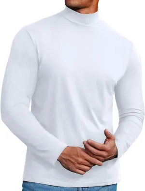 Mens Mock Turtleneck Sweaters Long Sleeve Shirts Slim Fit Turtle Neck Thermal Underwear Tops Knit Sweatshirts