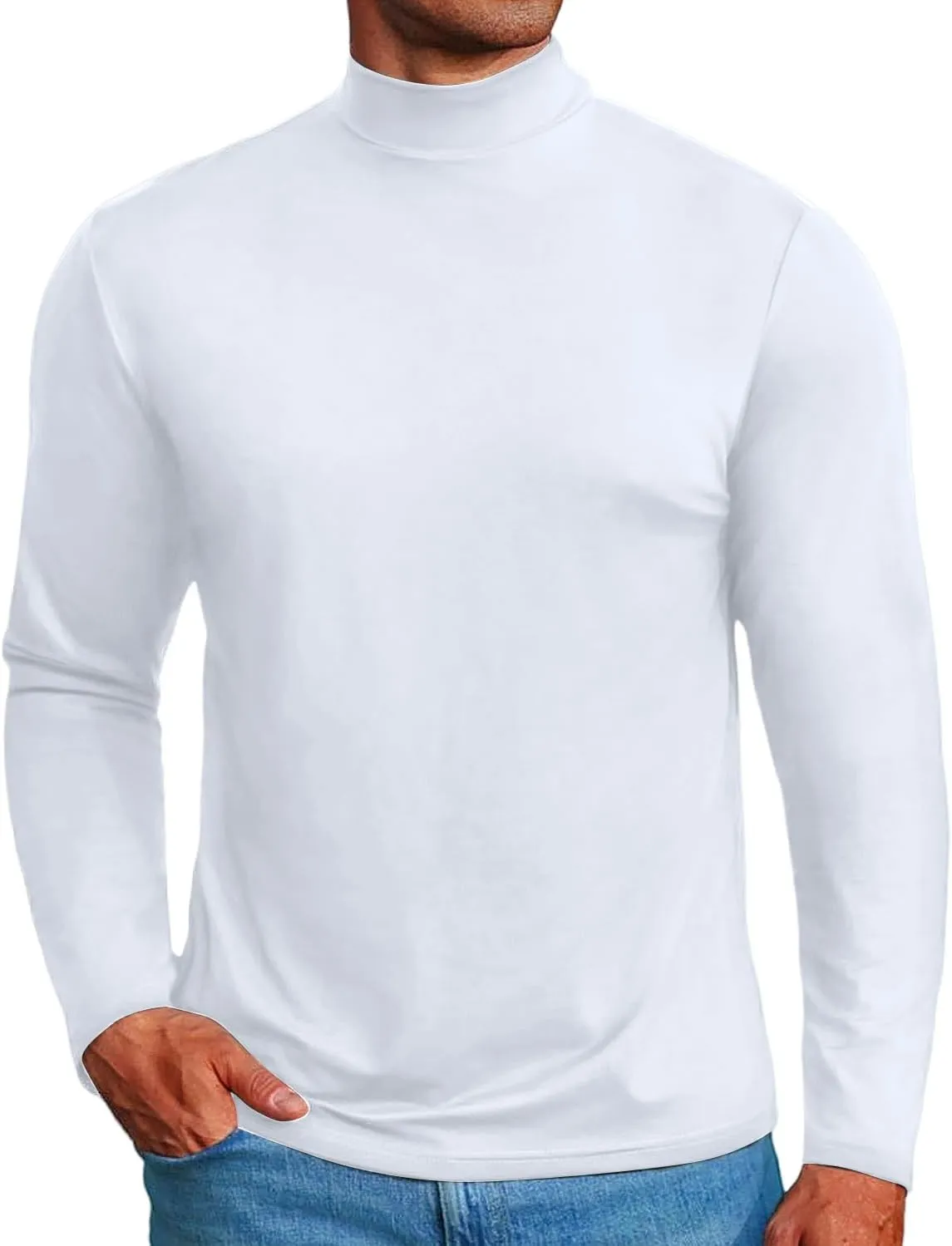 Mens Mock Turtleneck Sweaters Long Sleeve Shirts Slim Fit Turtle Neck Thermal Underwear Tops Knit Sweatshirts