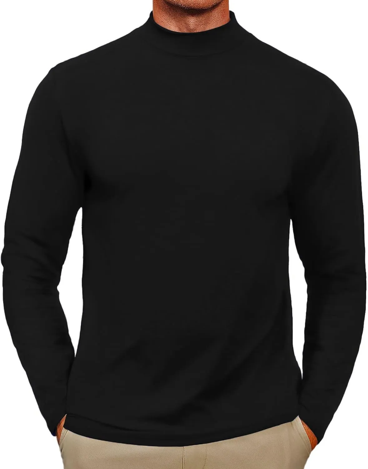 Mens Mock Turtleneck Sweaters Long Sleeve Shirts Slim Fit Turtle Neck Thermal Underwear Tops Knit Sweatshirts