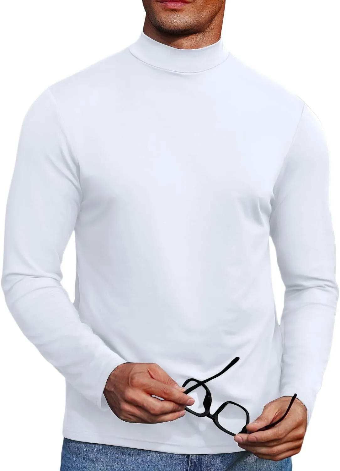 Mens Mock Turtleneck Sweaters Long Sleeve Shirts Slim Fit Turtle Neck Thermal Underwear Tops Knit Sweatshirts