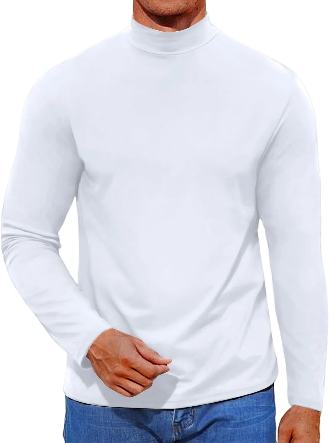 Mens Mock Turtleneck Sweaters Long Sleeve Shirts Slim Fit Turtle Neck Thermal Underwear Tops Knit Sweatshirts