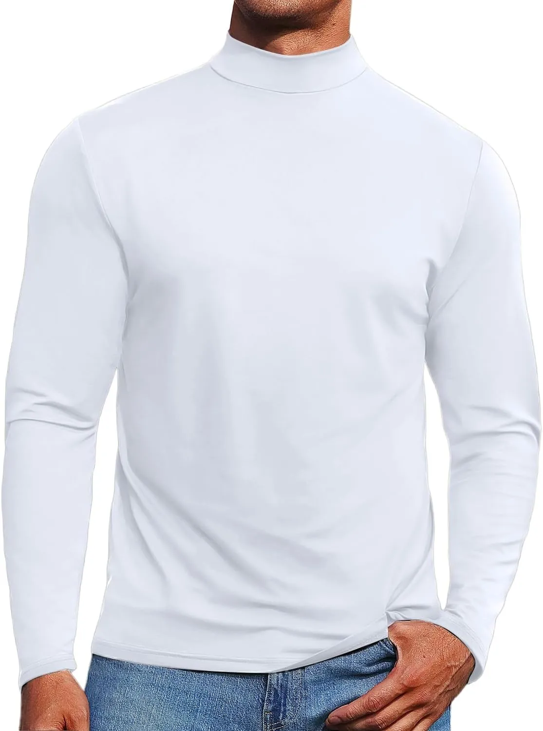 Mens Mock Turtleneck Sweaters Long Sleeve Shirts Slim Fit Turtle Neck Thermal Underwear Tops Knit Sweatshirts
