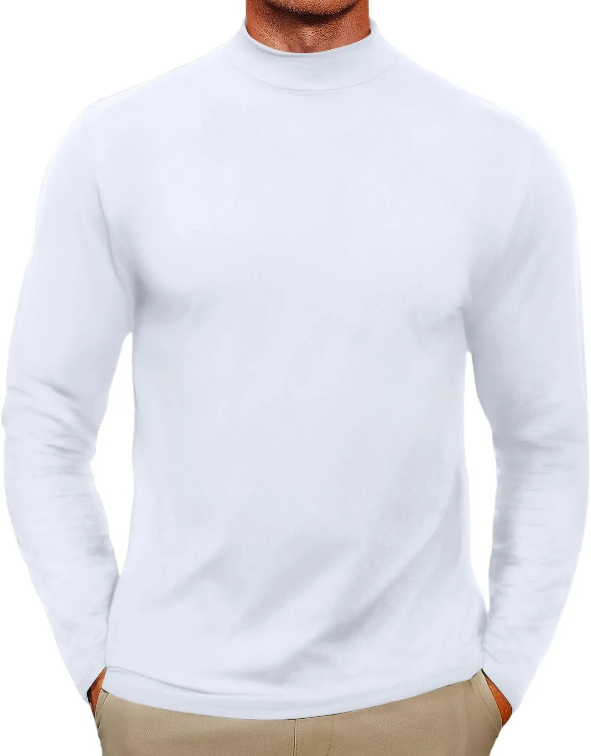 Mens Mock Turtleneck Sweaters Long Sleeve Shirts Slim Fit Turtle Neck Thermal Underwear Tops Knit Sweatshirts