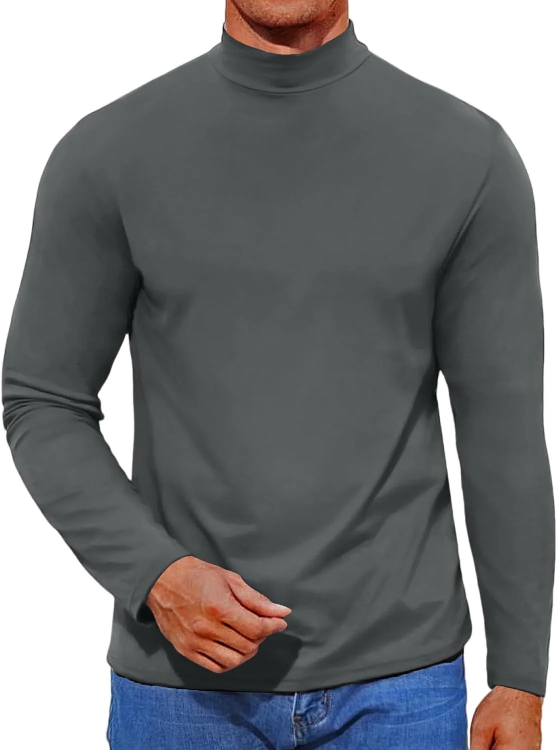 Mens Mock Turtleneck Sweaters Long Sleeve Shirts Slim Fit Turtle Neck Thermal Underwear Tops Knit Sweatshirts