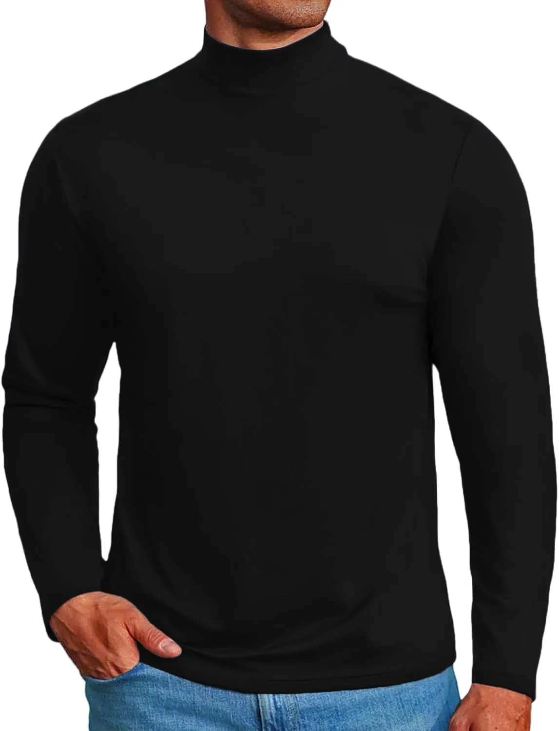 Mens Mock Turtleneck Sweaters Long Sleeve Shirts Slim Fit Turtle Neck Thermal Underwear Tops Knit Sweatshirts
