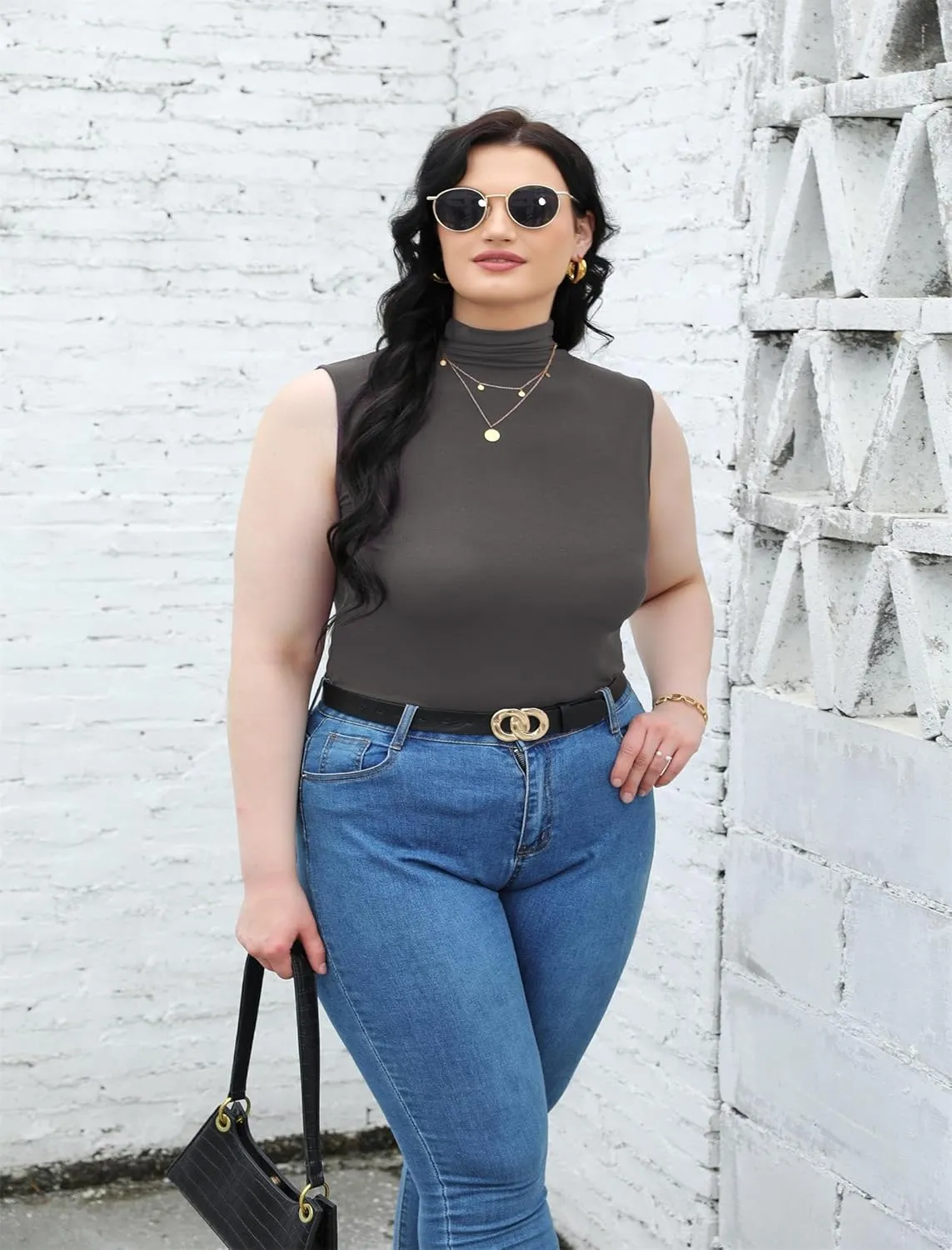 Nasperee Women Sleeveless/Long Sleeve Mock Turtleneck Tank Tops Slim Fit Stretchy Layer Tee Shirts