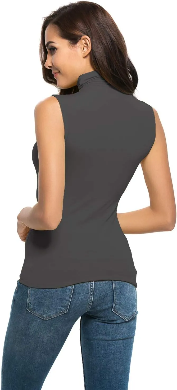 Nasperee Women Sleeveless/Long Sleeve Mock Turtleneck Tank Tops Slim Fit Stretchy Layer Tee Shirts