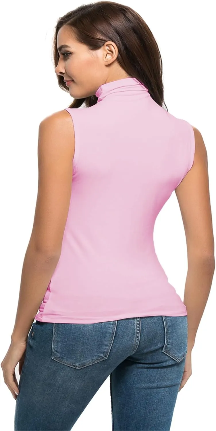 Nasperee Women Sleeveless/Long Sleeve Mock Turtleneck Tank Tops Slim Fit Stretchy Layer Tee Shirts