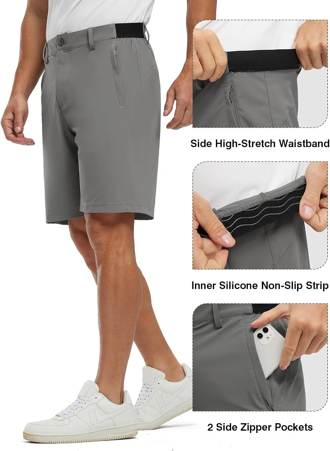 TBMPOY Men's 9" Golf Shorts Quick Dry Casual Shorts Dress Shorts Flat Front Stretch Lightweight for Work Business Travel