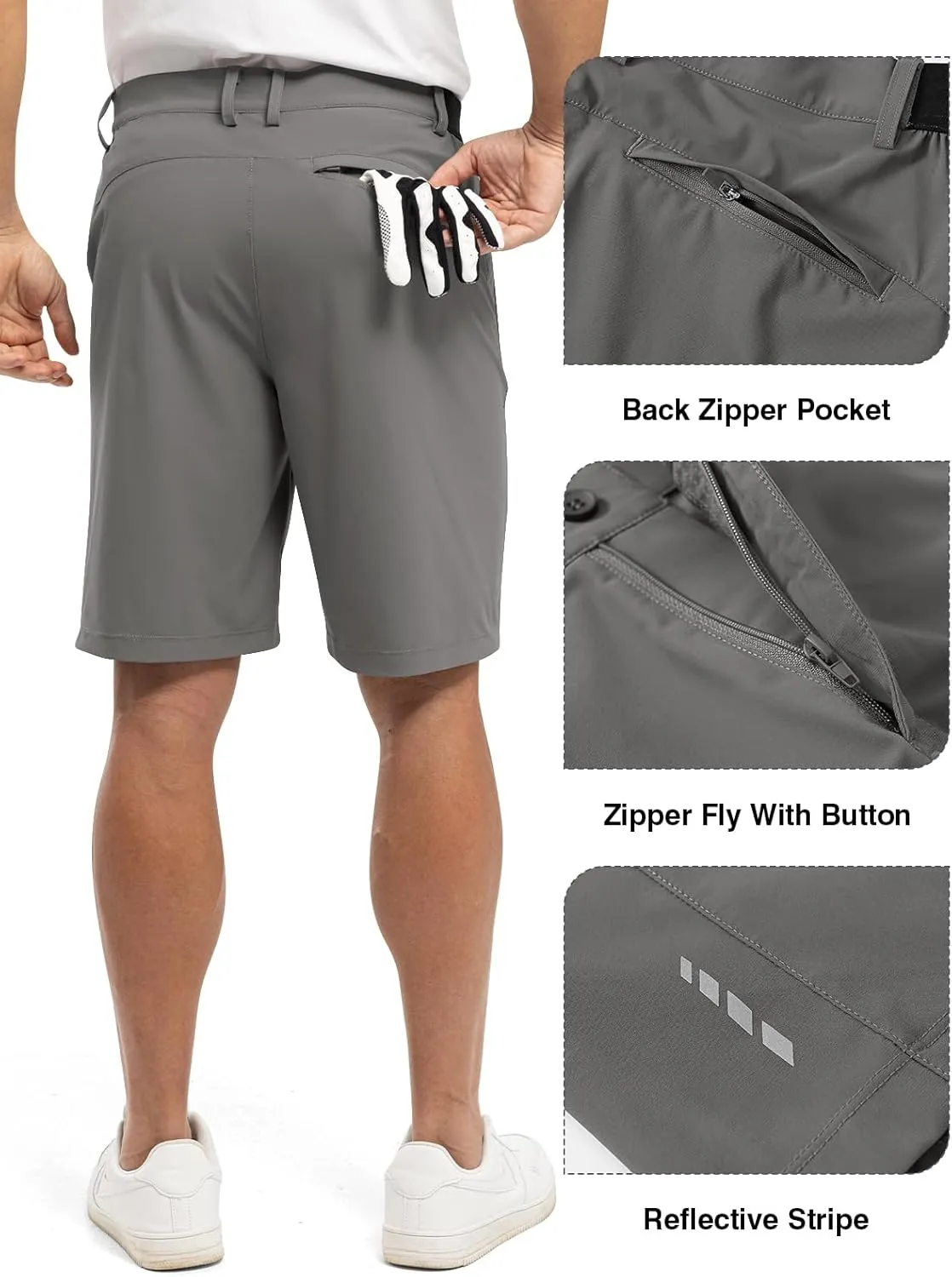 TBMPOY Men's 9" Golf Shorts Quick Dry Casual Shorts Dress Shorts Flat Front Stretch Lightweight for Work Business Travel