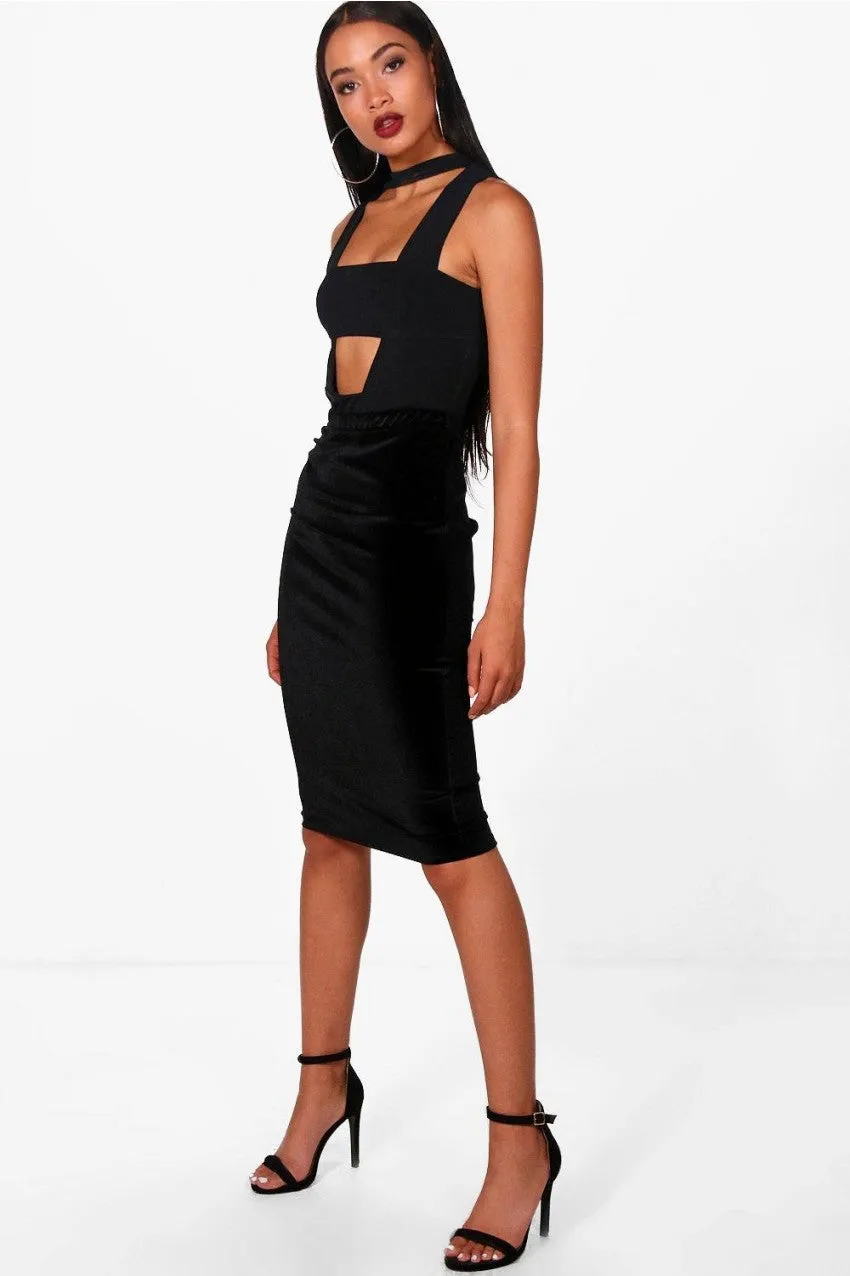 VELVET MIDI SKIRT