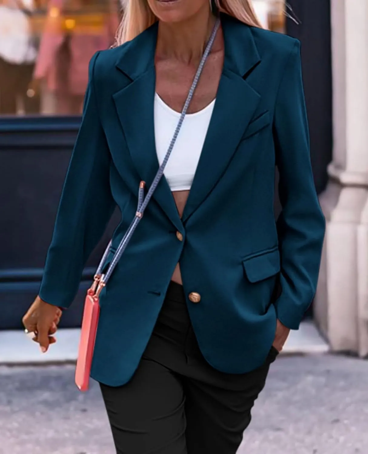 Womens Blazers for Work Casual Blazer Dressy Open Front Long Sleeve Work Office Jackets Fashion Lapel Suit Jacket