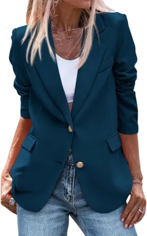Womens Blazers for Work Casual Blazer Dressy Open Front Long Sleeve Work Office Jackets Fashion Lapel Suit Jacket