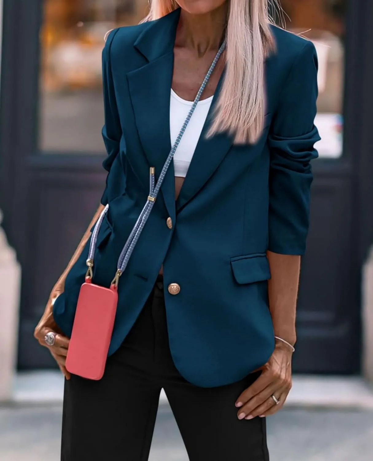 Womens Blazers for Work Casual Blazer Dressy Open Front Long Sleeve Work Office Jackets Fashion Lapel Suit Jacket